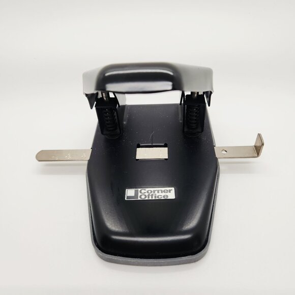Corner Office Two Hole Punch Black Silver Works Good Legal Documents for Files - Picture 1 of 8